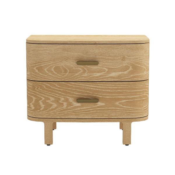 Solara 30" Solid Wood Nightstand in Natural Oak (2-Drawer)