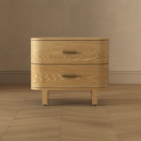 Solara 30" Solid Wood Nightstand in Natural Oak (2-Drawer)