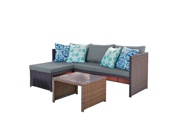 Menton 3-Piece Sectional Set in Brown and Weathered Grey