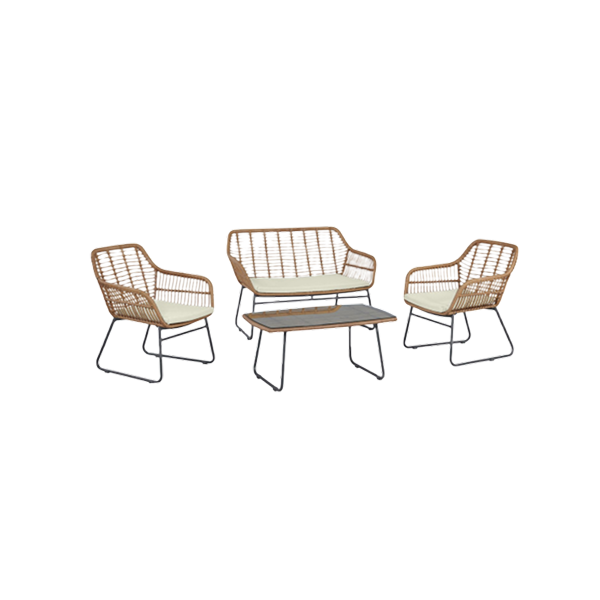 Antibes 4-Piece Conversation Set in Tan and Cream