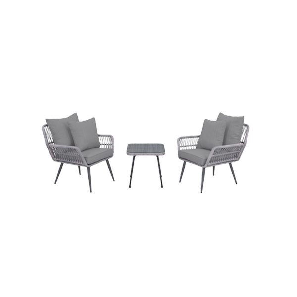Cannes 3-Piece Conversation Set in Weathered Grey