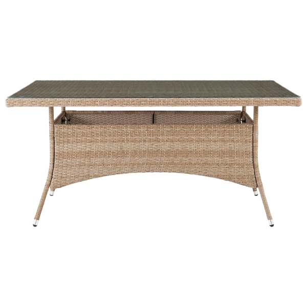 Genoa Glass Top Patio Dining Table in Tan