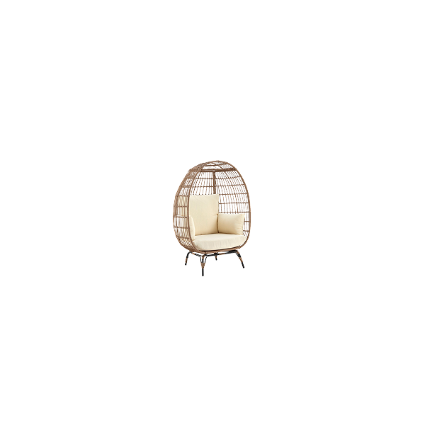 Spezia Freestanding Egg Chair in Tan and Cream