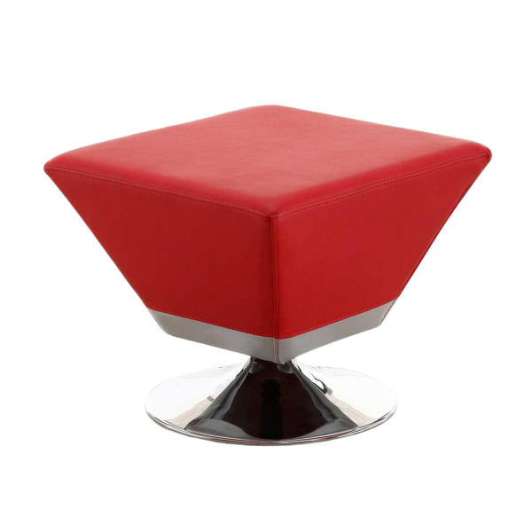 Diamond Vegan Leather Accent Ottoman in Red