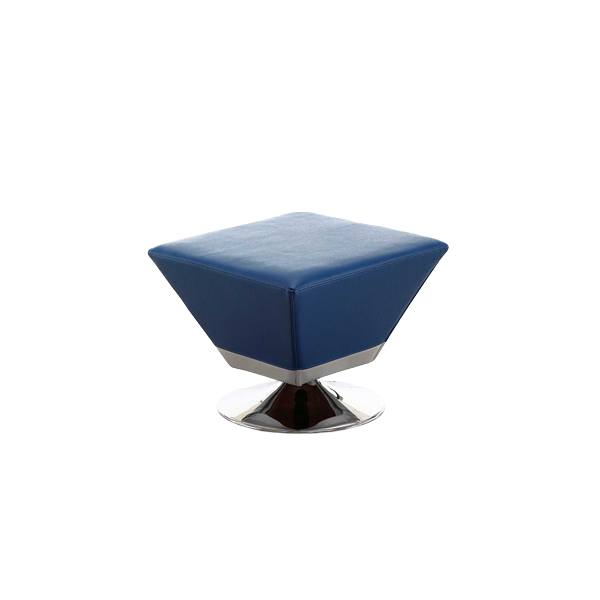 Diamond Vegan Leather Accent Ottoman in Blue