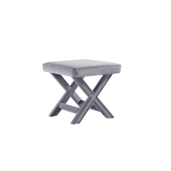 Abigail Upholstered Velvet Accent Bench in Weathered Grey