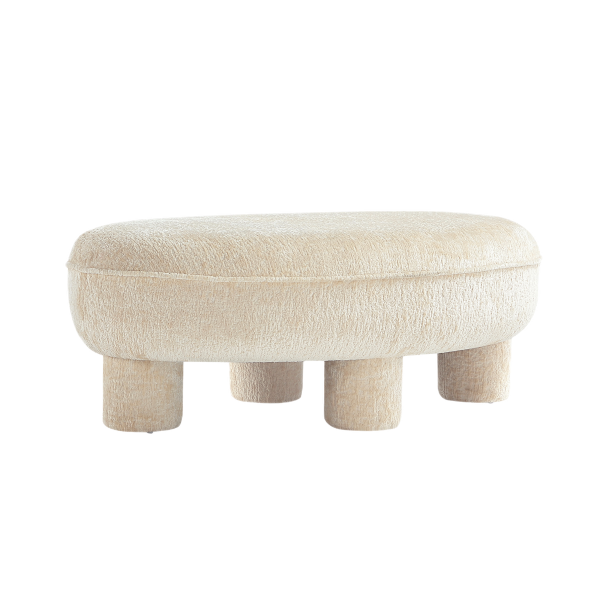 Tribeca  Chenille Accent Ottoman in Cream
