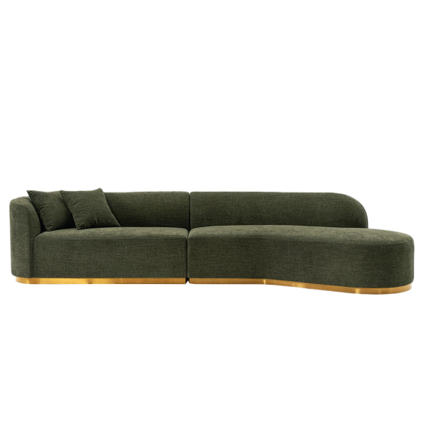 Daria 132" Chenille Sectional in Olive Green