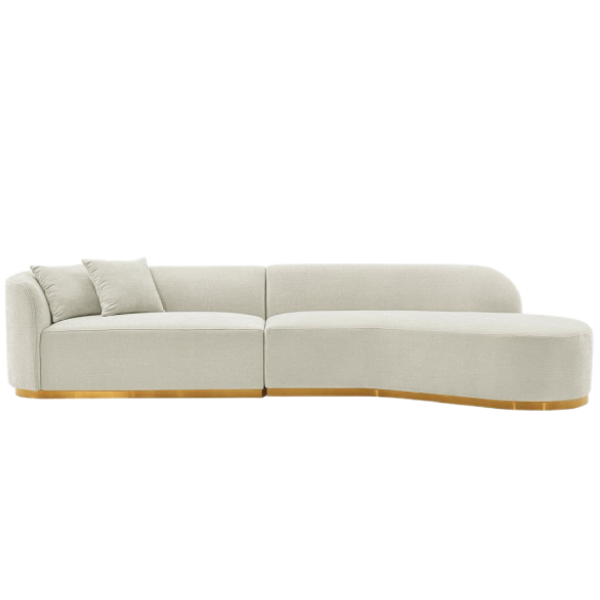 Daria 132" Chenille Sectional in Ivory
