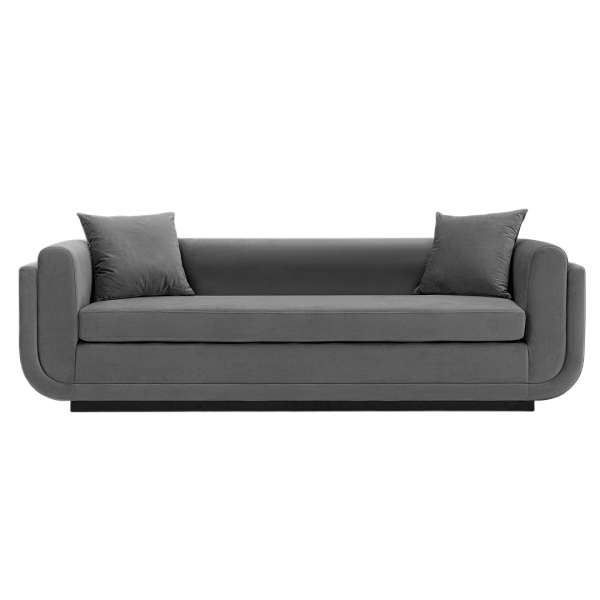 Edmonda 91" Velvet Sofa in Dark Grey