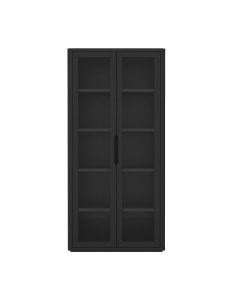 Rivington Modern 38" Bookcase Cabinet with Glass Doors (5-Shelf)